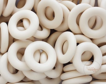 Beige Silicone Donut Pendant, 43mm Round Circle Silicone Pendant, Silicone Pendant, DIY Supplies, BPA Free Food Grade Silicone, Wholesale