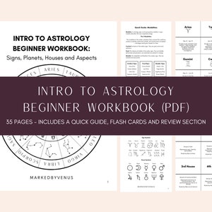 Conceptos básicos de astrología, hojas de trucos, tarjetas didácticas y hojas de repaso / Aprenda astrología, signos del zodíaco, planetas, aspectos / Descarga instantánea de PDF imprimible