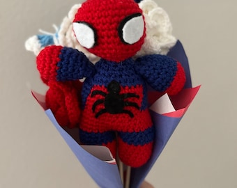 Gehäkelter Spiderman Blumenstrauß: Fan Geschenk Handmade