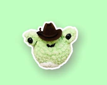 Crochet Frog with Cowboy Hat, Desk Topper Friend