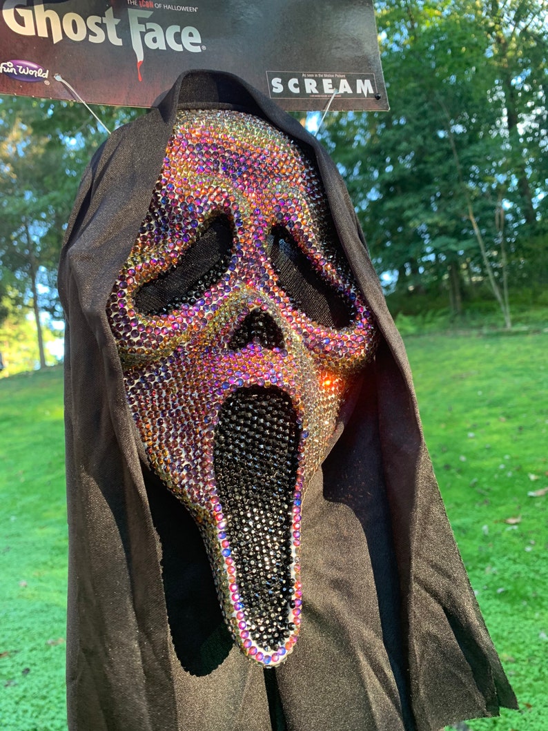 Custom Fully Rhinestoned Ghostface Scream Mask image 2