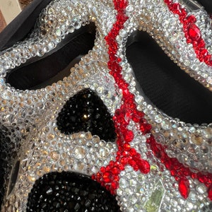 Custom Made Fully Rhinestoned Blood Drip Ghostface Scream Mask image 4