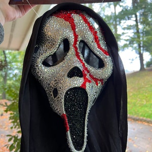 Custom Made Fully Rhinestoned Blood Drip Ghostface Scream Mask image 2