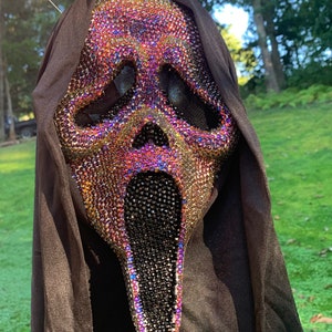 Custom Fully Rhinestoned Ghostface Scream Mask image 1