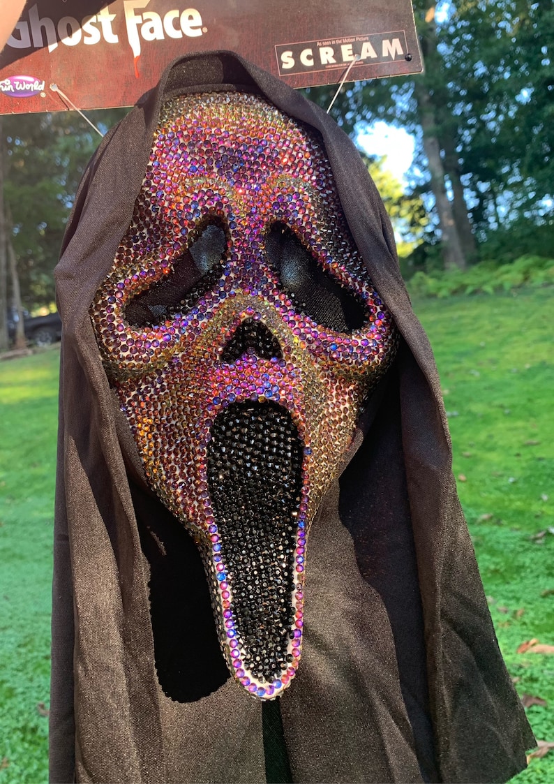 Custom Fully Rhinestoned Ghostface Scream Mask image 1