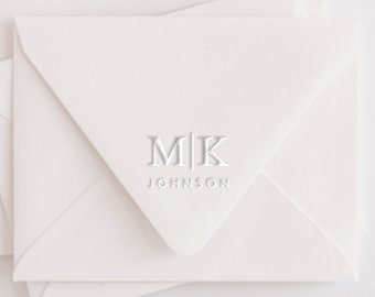 Personalized Monogram Embosser | Couples Initials and Last Name Logo | Custom DIY Stationery | High Quality Seal for Wedding Invitations