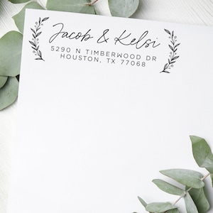 Custom Return Address Stamp | Floral Couple Stamp | Personalized Rubber Address Stamp | Unique Housewarming Gift | High Quality Stamper