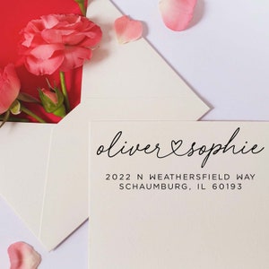 Custom Return Address Stamp | Heart Couple Stamp | Personalized Rubber Address Stamp | Unique Housewarming Gift | High Quality Stamper