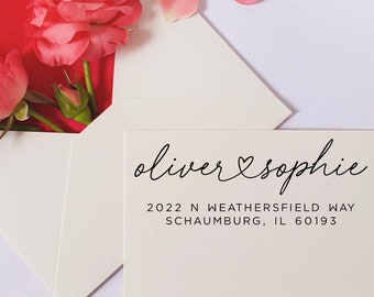 Custom Return Address Stamp | Heart Couple Stamp | Personalized Rubber Address Stamp | Unique Housewarming Gift | High Quality Stamper