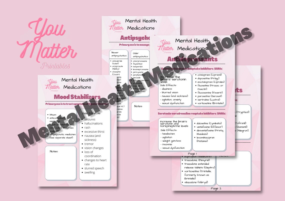 Mental Health/Psychiatric Medications Cheat Sheet Etsy