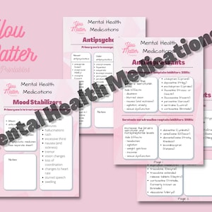 Mental Health/Psychiatric Medications Cheat Sheet | Etsy