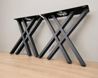 Double X Metal Table Legs, Powder Coated Steel, USA Made