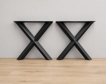 Diamond Cut X Metal Table Legs, Powder Coated Steel