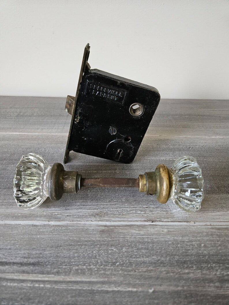 Antique Door Hardware Interior Mortise Lock Glass Door Knobs With Brass