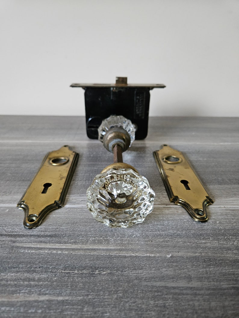 Antique Door Hardware Interior Mortise Lock Glass Door Knobs With Brass