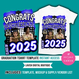 Graduation Tshirt Design Editable in Canva, 2025 Graduation T Shirt Design, Graduation Tshirt Template, Canva Grad Tshirt Template