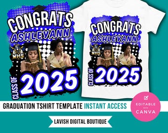 Graduation Tshirt Design Editable in Canva, 2025 Graduation T Shirt Design, Graduation Tshirt Template, Canva Grad Tshirt Template