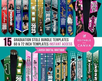 Graduation Stole Bundle, Canva Grad Stole,  Canva Stole Bundle, Graduation Bundle Templates, Graduation Stole Canva Template, 2025 Stole