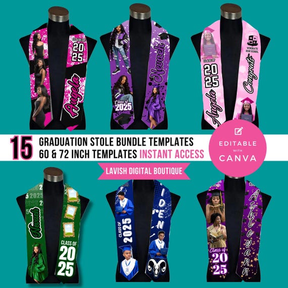 Graduation Stole Bundle, Canva Grad Stole, Canva Stole Bundle