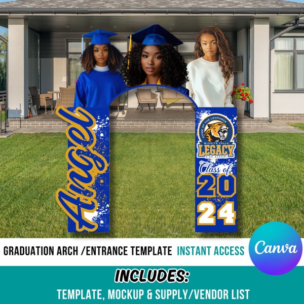 Graduation Entrance Arch Editable in Canva, Graduation Canva Template, Canva Arch Entryway, Graduation Archway for Canva