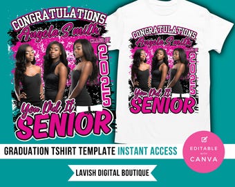 Graduation Tshirt Design Editable in Canva, 2025 Graduation T Shirt Design, Graduation Tshirt Template, Canva Grad Tshirt Template
