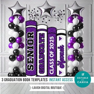 Plantillas de libro de graduación, último año, promoción de 2025, plantilla editable de Canva (descarga digital)