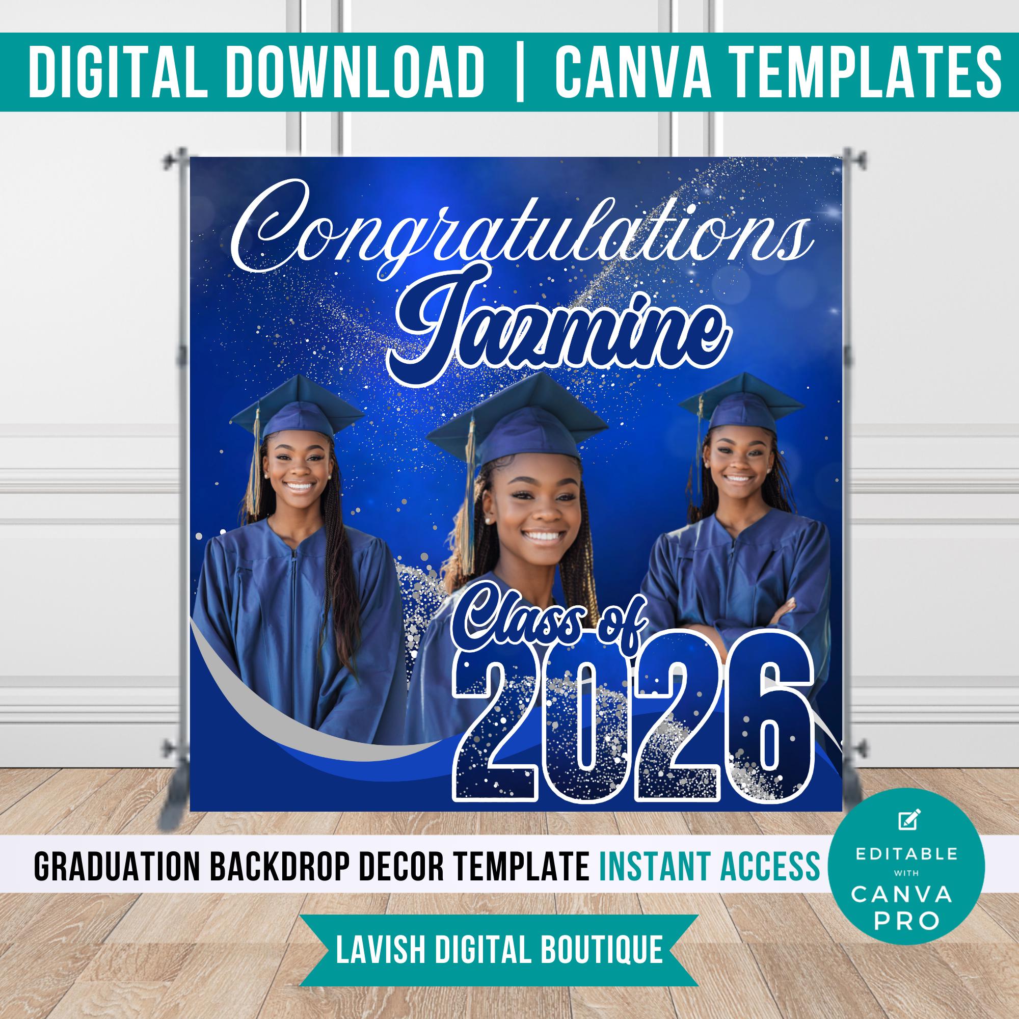 Editable Graduation Backdrop Canva Template | Grad Party Arch Panels ...