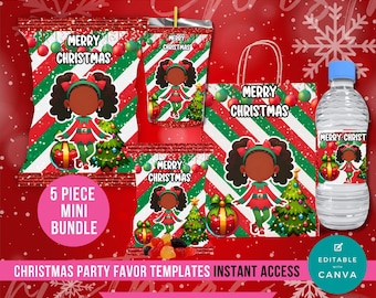 Elf Party Bundle, Christmas Party favor Bundle, Christmas Party Favor Printable, Christmas Party Favor Bundle, Canva Christmas Bundle