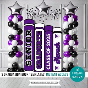 Graduation Books Canva, Graduation Canva Template, Canva Graduation Books, Graduation book backdrop, Photo backdrop, Graduation Props