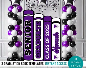 Graduation Books Canva, Graduation Canva Template, Canva Graduation Books, Graduation book backdrop, Photo backdrop, Graduation Props