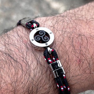 Stainless Steel Triskelion Nautical Rope Adjustable Unisex Bracelet for Man for Woman