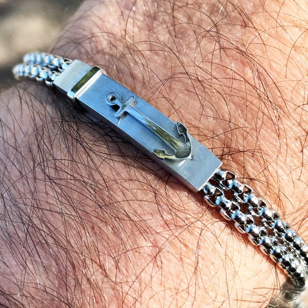 Stainless Steel Marine Anchor Chain Double Link Bracelet for Men, Anchor Bracelet, Marine Bracelet, bracelets for men anchor