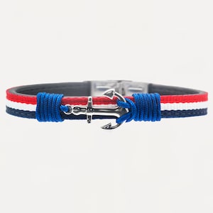 Stainless Steel Marine Anchor with Adjustable Cord Leather Bracelet for Men Woman, Vintage Rope Wristbands Cuff Bracelets