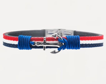 Stainless Steel Anchor Bracelet: Adjustable Cord, Nautical Wristband