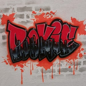Custom Airbrushed Graffiti T-Shirt: Personalized Cityscape Design