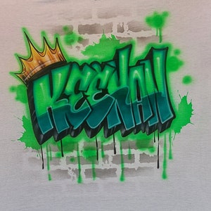 Airbrushed Graffiti Name Shirt with Crown: Custom Hip Hop Style