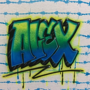 Airbrushed Graffiti Name T-Shirt: Custom Barbed Wire Design