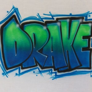 Custom Airbrushed Graffiti T-shirt: Personalized Block Letter Name Design