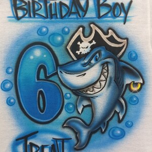 Airbrushed Birthday Boy T-shirt: Pirate Shark Party Shirt