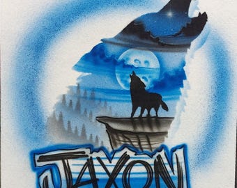 Airbrushed Wolf T-Shirt: Custom Graphic Tee, Husband Gift