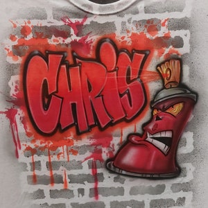 Airbrushed Graffiti T-Shirt: Custom Name, Hip Hop Tagger Design