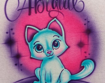 Airbrushed Kitten T-Shirt: Personalized Cat Lover Gift