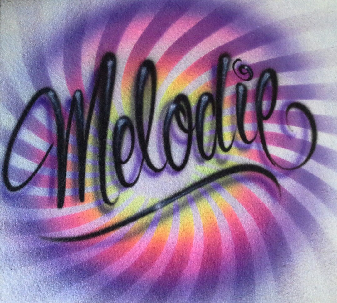 Airbrush Name Pinwheel Design Airbrush Custom Airbrush Name Etsy