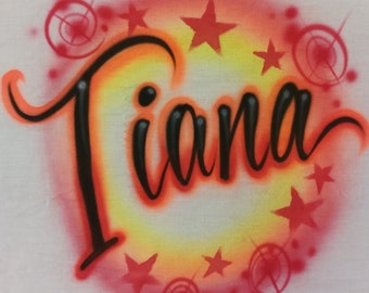 Custom Airbrushed T-Shirt: Personalized Name & Star Design