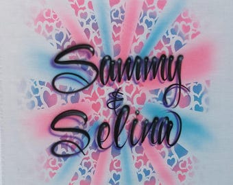 Airbrushed Valentine's T-Shirt: Custom Couple's Heart Design