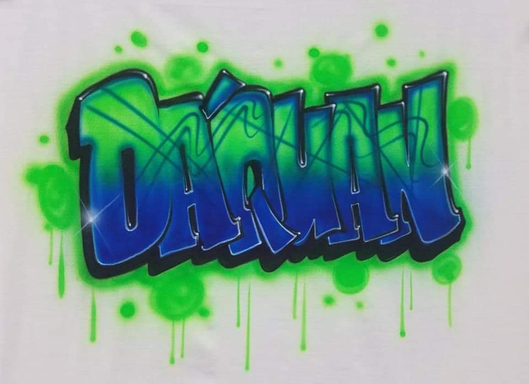 Airbrush Graffiti Drip Name Design Graffiti Personalized Etsy