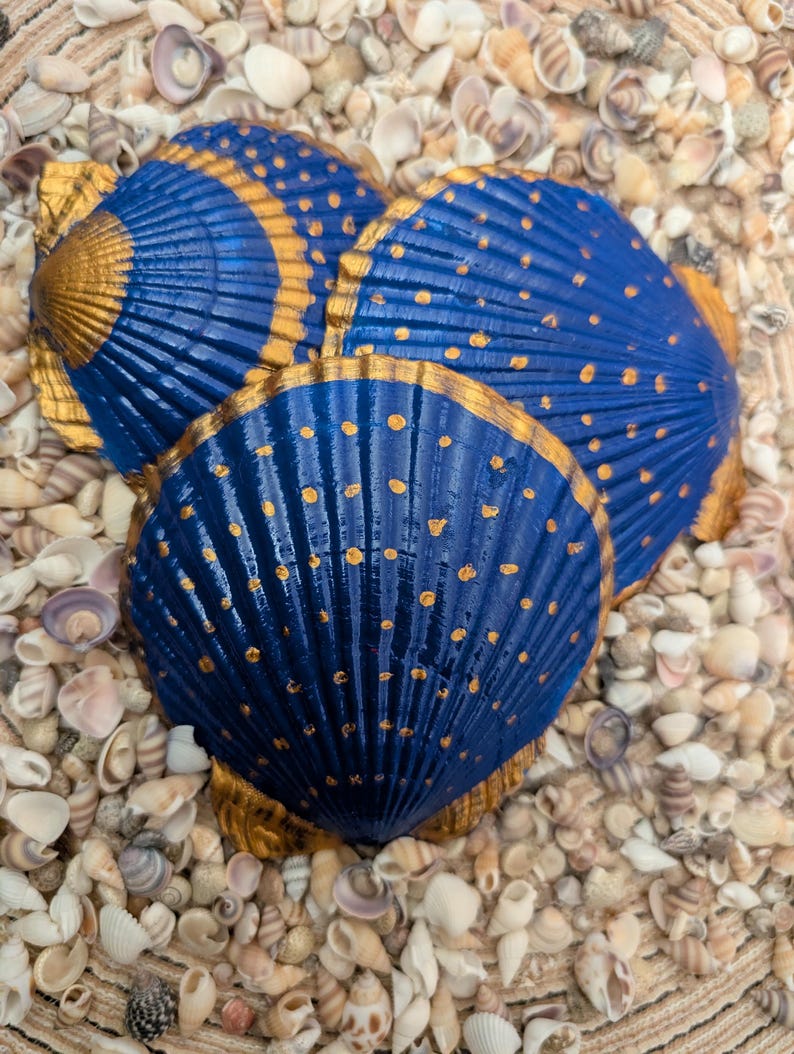 Blue Gold Splashed Decorative Clamshells – Office, Home Decor ...