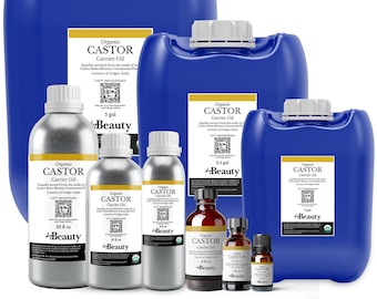 Bulk Castor Oil - Unrefined, Expeller Pressed, USDA Organic - 100% Undiluted Aceite De Ricino -  Skin, Eyelashes, Eyebrows, and Hair Growth