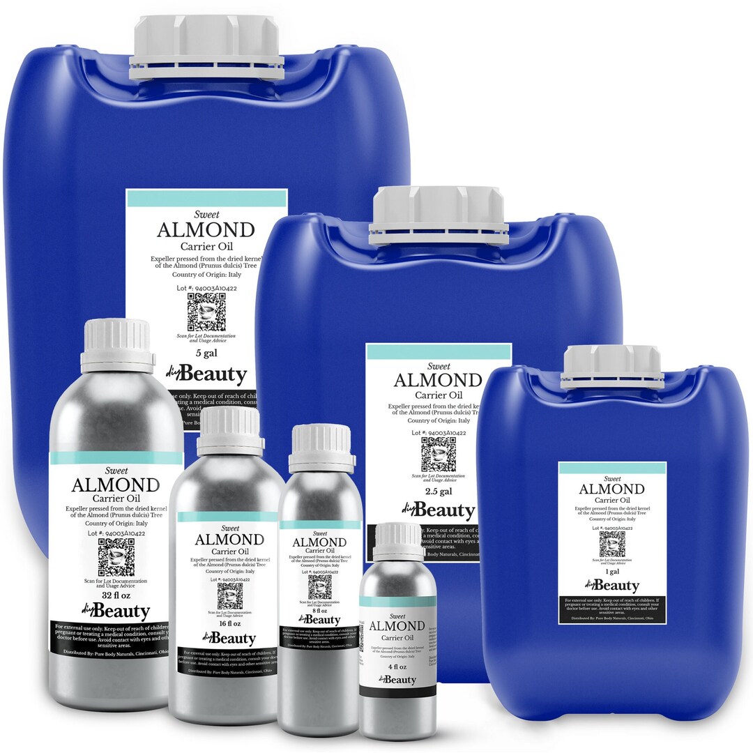 Sweet Almond Oil Bulk Cold Pressed 100 Pure Prunus Dulcis Etsy