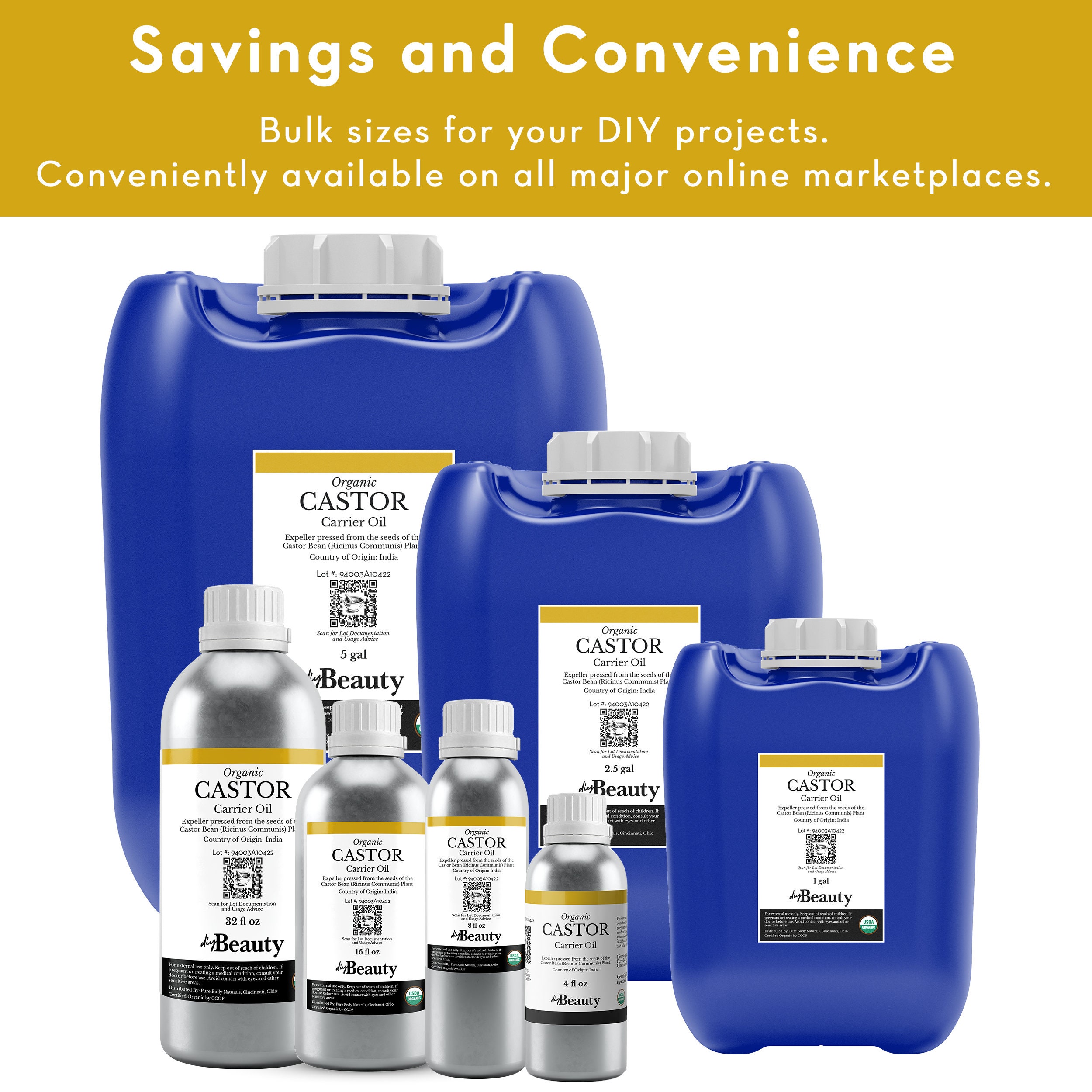 Bulk Castor Oil Unrefined, Expeller Pressed, USDA Organic 100